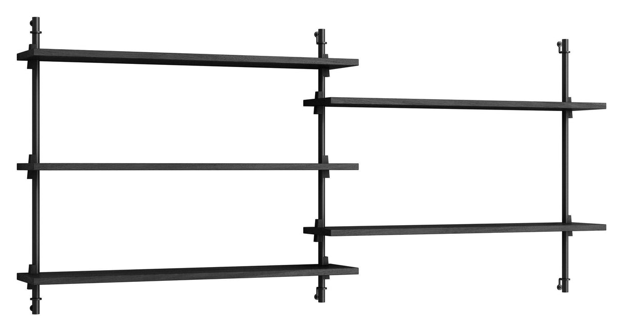 Wall Shelving, 2 fag, 5 hylder, H:65, Sort/sort - Unoliving.com