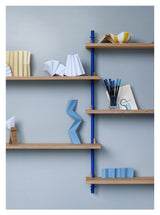 Wall Shelving, 2 fag, 5 hylder, H:85, Eg/Blå - Unoliving.com