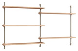 Wall Shelving, 2 fag, 5 hylder, H:85, Eg/Grå - Unoliving.com