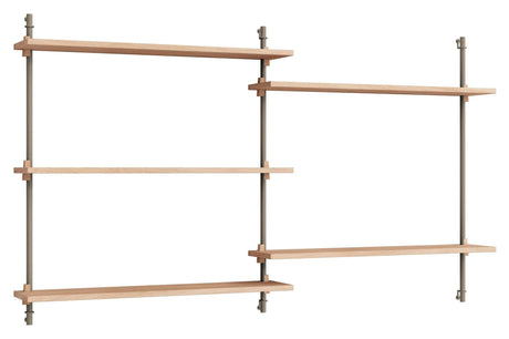 Wall Shelving, 2 fag, 5 hylder, H:85, Eg/Grå - Unoliving.com