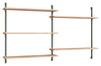 Wall Shelving, 2 fag, 5 hylder, H:85, Eg/Grøn - Unoliving.com