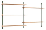 Wall Shelving, 2 fag, 5 hylder, H:85, Eg/Grøn - Unoliving.com