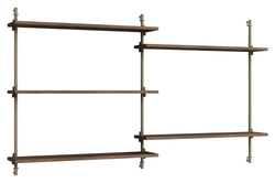 Wall Shelving, 2 fag, 5 hylder, H:85, Røget Eg/Grå - Unoliving.com