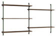 Wall Shelving, 2 fag, 5 hylder, H:85, Røget Eg/Grøn - Unoliving.com