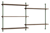 Wall Shelving, 2 fag, 5 hylder, H:85, Røget Eg/Grøn - Unoliving.com