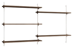 Wall Shelving, 2 fag, 5 hylder, H:85, Røget Eg/Hvid - Unoliving.com