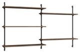 Wall Shelving, 2 fag, 5 hylder, H:85, Røget Eg/Sort - Unoliving.com