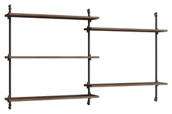 Wall Shelving, 2 fag, 5 hylder, H:85, Røget Eg/Sort - Unoliving.com