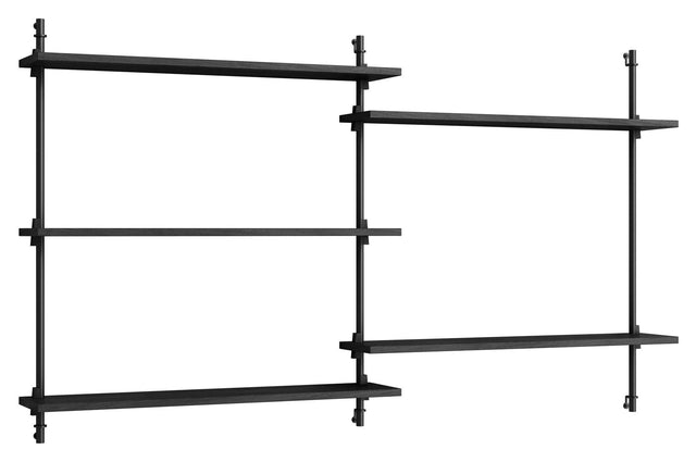 Wall Shelving, 2 fag, 5 hylder, H:85, Sort/sort - Unoliving.com