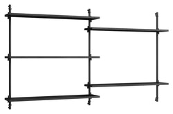 Wall Shelving, 2 fag, 5 hylder, H:85, Sort/sort - Unoliving.com