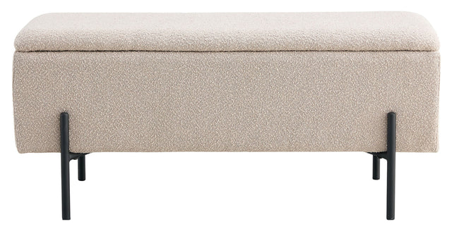 Watford Bænk m. opbevaring, Beige bouclé, 95x36,5x46 - Unoliving.com