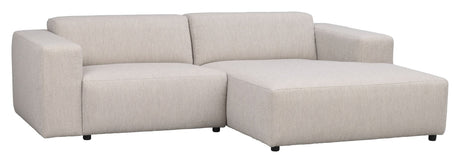 Willard Sofa 3-pers. m. chaiselong, Højre, Lys beige stof - Unoliving.com