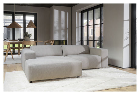 Willard Sofa 3-pers. m. chaiselong, Venstre, Lys beige stof - Unoliving.com