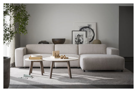 Willard Sofa 4-pers. m. chaiselong, Højre, Lys beige stof - Unoliving.com