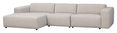 Willard Sofa 4-pers. m. chaiselong, Venstre, Lys beige stof - Unoliving.com