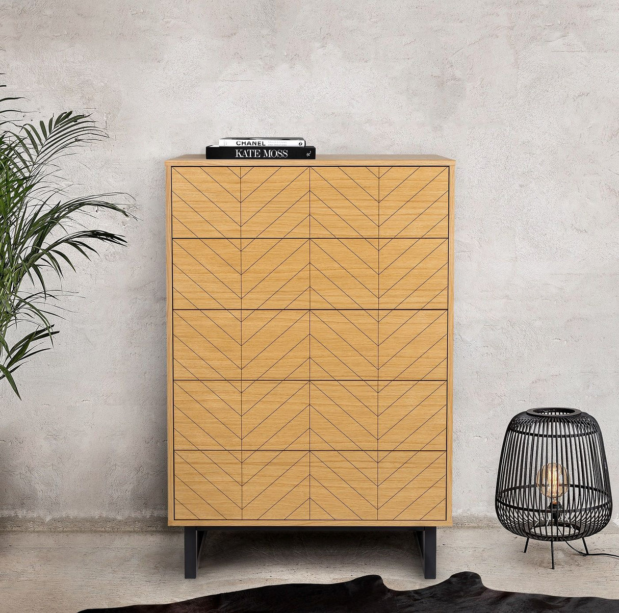 Woodman Camden Kommode - Eg/Herringbone Print, 80x48 - Unoliving.com