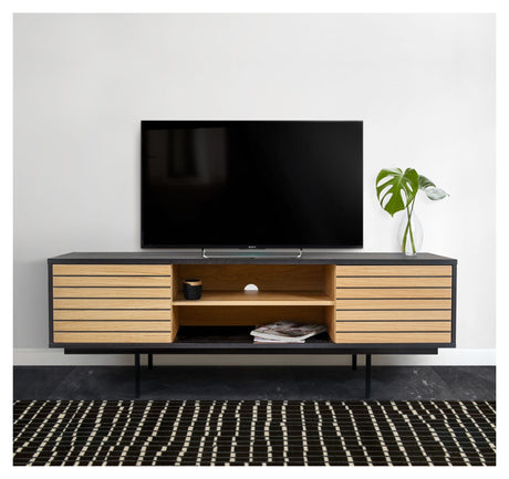 Woodman Stripe Tvbord - Eg/Sort - Unoliving.com