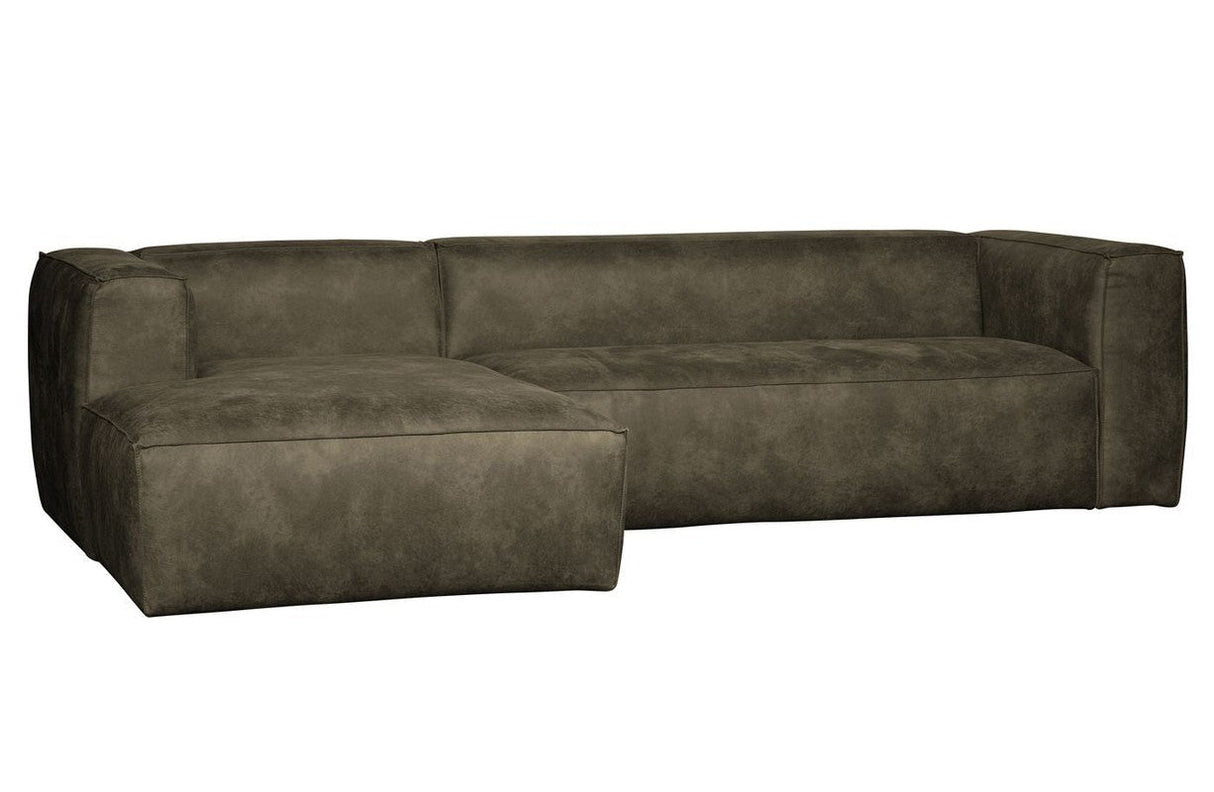 Woood Bean 3-pers. Sofa i øko-læder m/venstrevendt chaiselong, Army - Unoliving.com