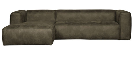 Woood Bean 3-pers. Sofa i øko-læder m/venstrevendt chaiselong, Army - Unoliving.com