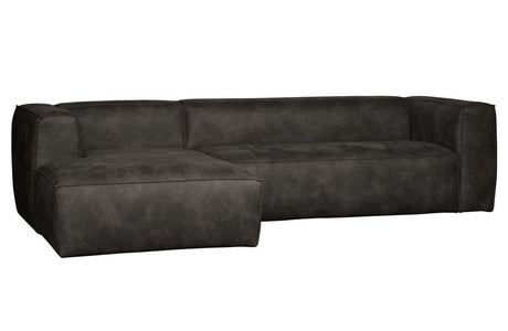 Woood Bean 3-pers. Sofa i øko-læder m/venstrevendt chaiselong, Sort - Unoliving.com