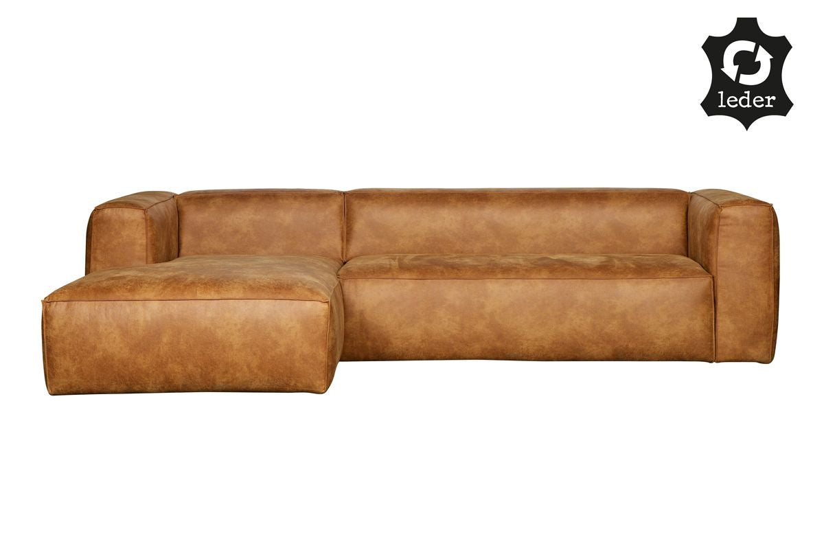 Woood Bean 3-pers. Sofa i øko-læder venstrevendt, cognac - Unoliving.com