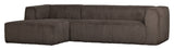 Woood Bean 3-pers. Sofa m. venstrevendt Chaiselong, Mud fløjl - Unoliving.com