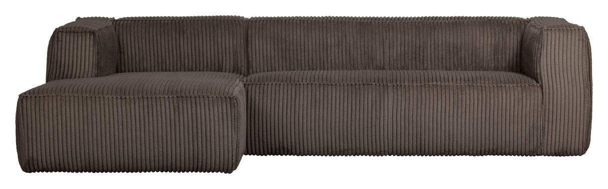 Woood Bean 3-pers. Sofa m. venstrevendt Chaiselong, Mud fløjl - Unoliving.com