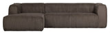 Woood Bean 3-pers. Sofa m. venstrevendt Chaiselong, Mud fløjl - Unoliving.com