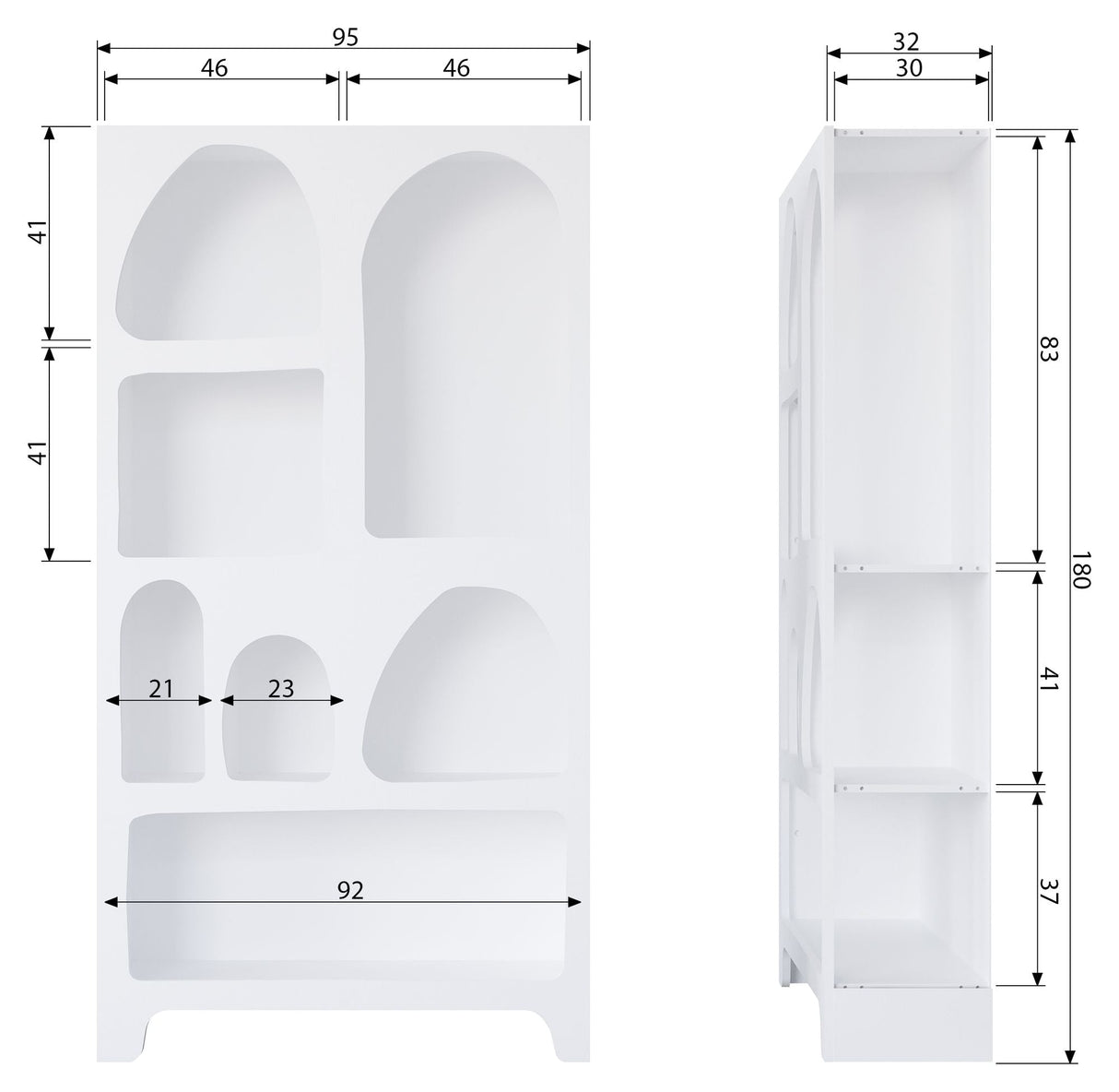 Woood Caz Reol, 180x95, Hvid træ - Unoliving.com