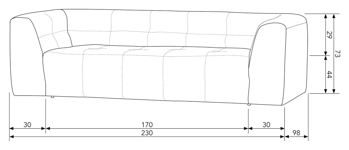 Woood Grid 3-pers. Sofa, Sand Chenille - Unoliving.com