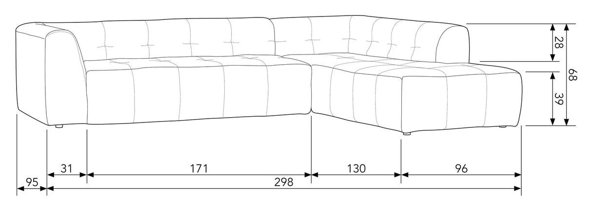 Woood Grid Sofa m. højrevendt chaiselong, Mørkegrå - Unoliving.com