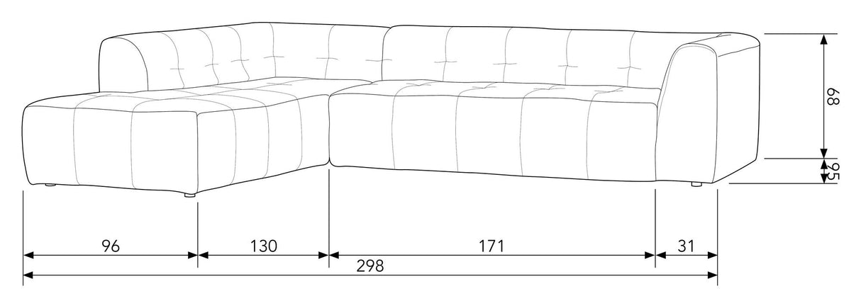 Woood Grid Sofa m. venstrevendt chaiselong, Mørkegrå - Unoliving.com