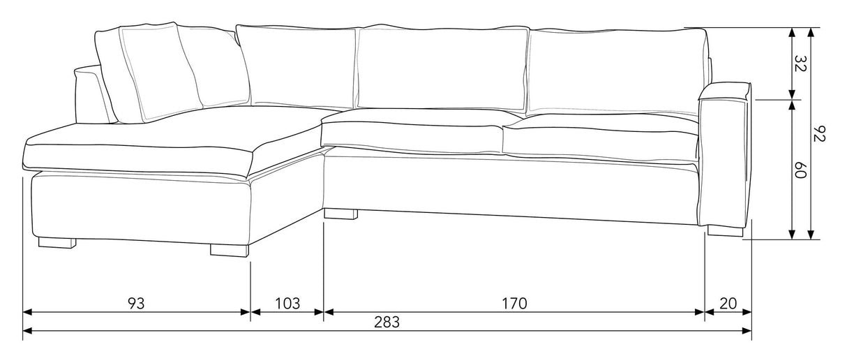 Woood Hajo Sofa m. venstrevendt chaiselong, Brun Melange - Unoliving.com