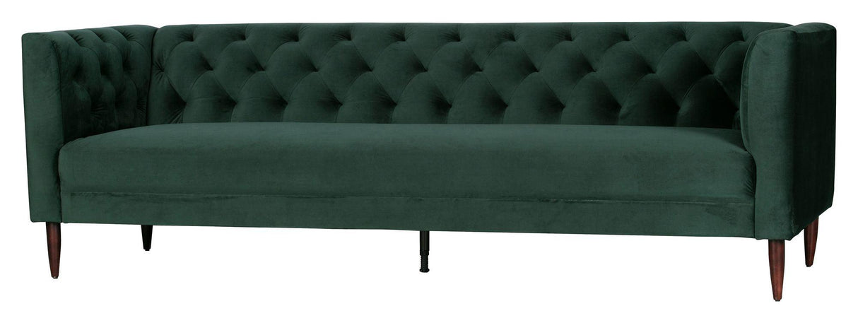 Woood Nisa 3-pers. Sofa - Mørkegrøn Velour - Unoliving.com