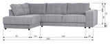 Woood Randy Sofa m. venstrevendt chaiselong, Grå - Unoliving.com