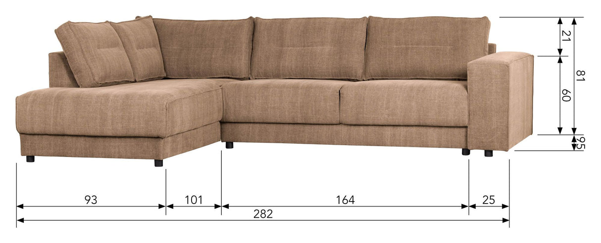 Woood Randy Sofa m. venstrevendt chaiselong, Khaki - Unoliving.com