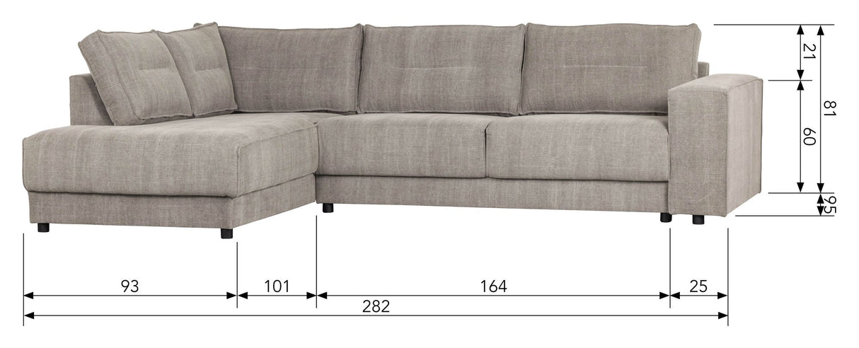 Woood Randy Sofa m. venstrevendt chaiselong, Warm Grey - Unoliving.com