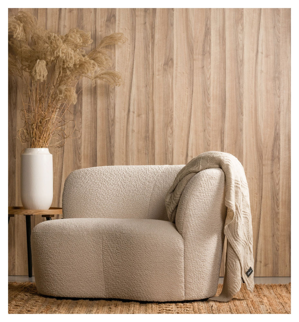 Woood Stone Loungesofa højrevendt - Creme - Unoliving.com