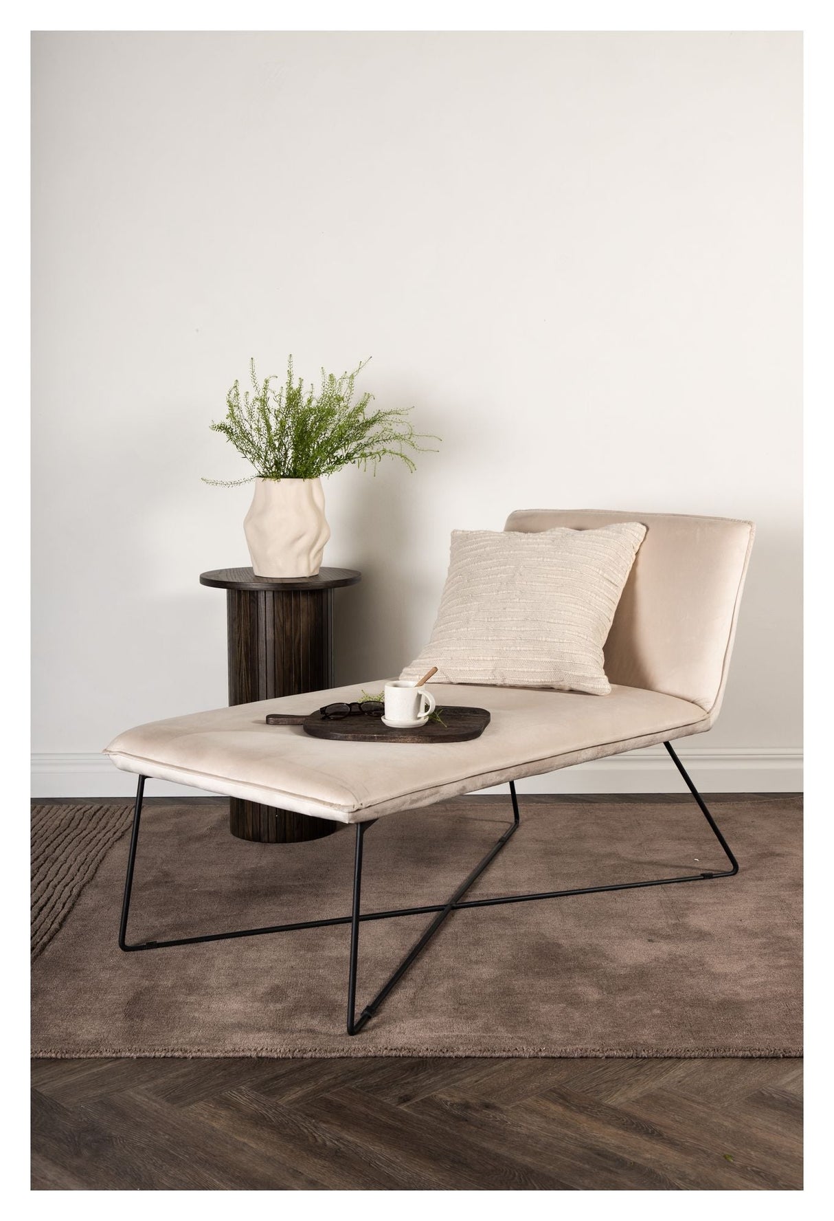 X-lounge Daybed - Beige fløjl - Unoliving.com