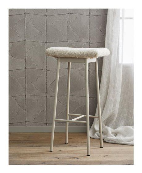 ZALA Barstol m. imiteret lammeskind, Beige - Unoliving.com