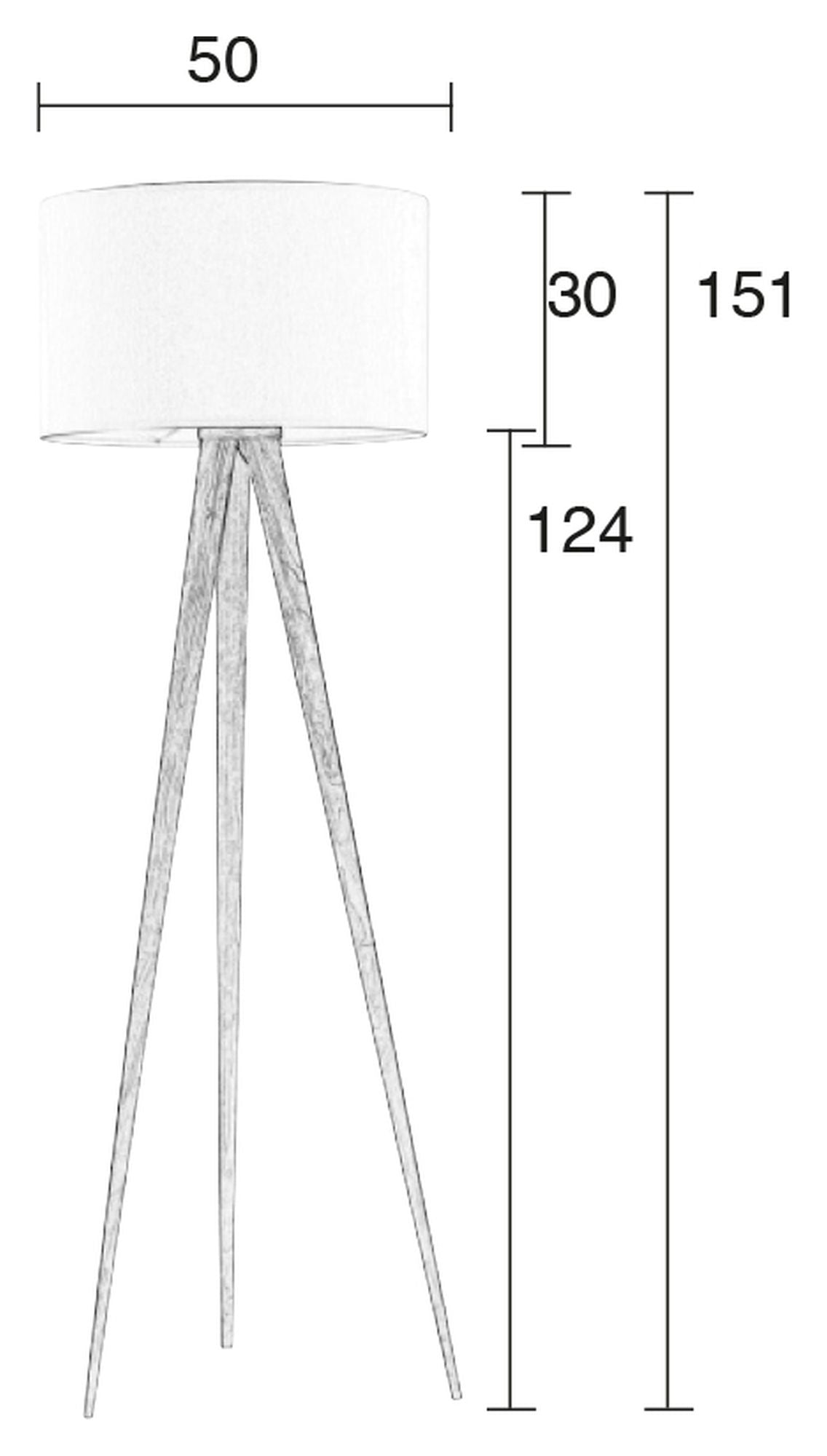 Zuiver Tripod Wood Gulvlampe - Hvid - Unoliving.com