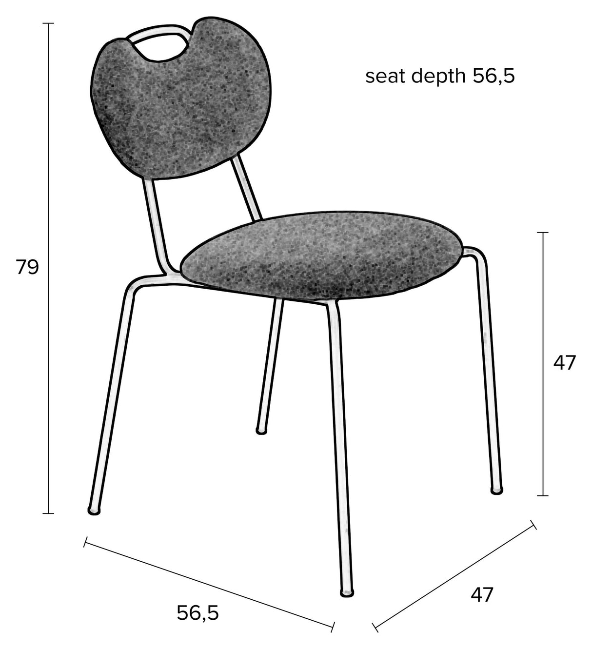 homii Aspen Spisebordsstol, Sort Stof - Unoliving.com