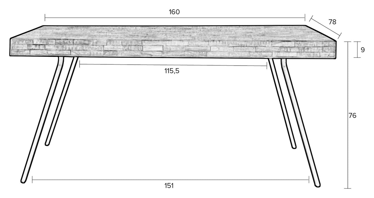 homii Suri Spisebord Sort, 160x78 - Unoliving.com