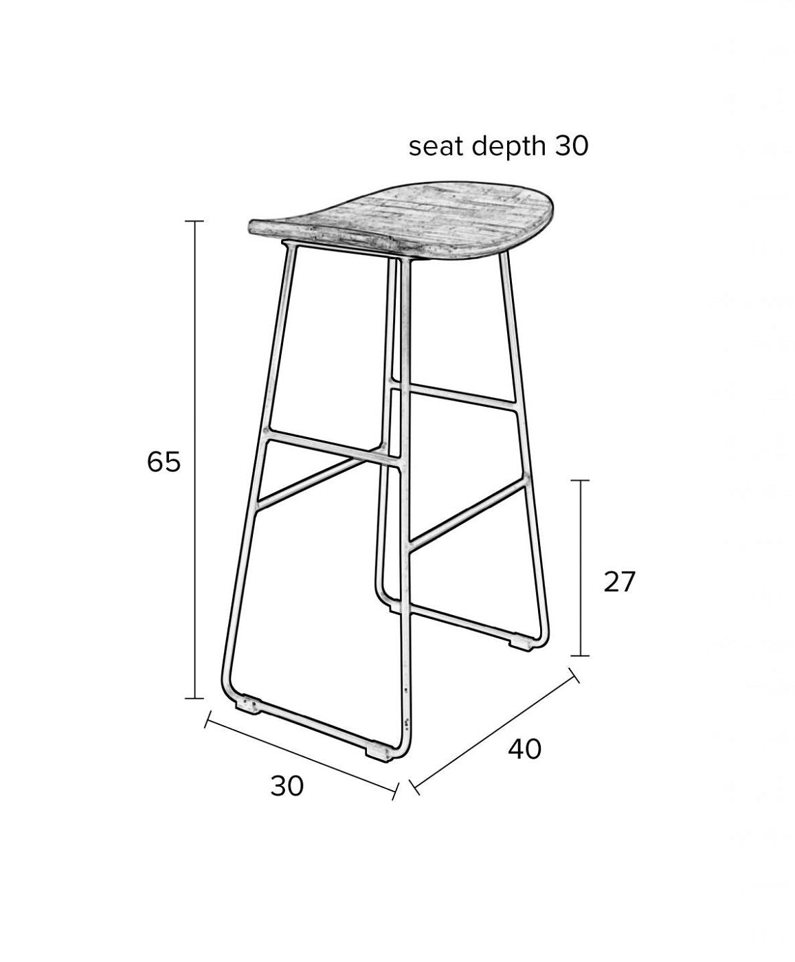 Zanzibar barstol - Sort, SH: 62cm - Unoliving.com