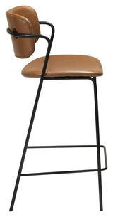 Zed barstol SH: 67cm, vintage lysebrun kunstlæder - Unoliving.com