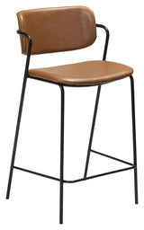 Zed barstol SH: 67cm, vintage lysebrun kunstlæder - Unoliving.com