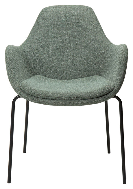 Zimmer Spisebordsstol m. arm, pebble grøn bouclé stof - Unoliving.com