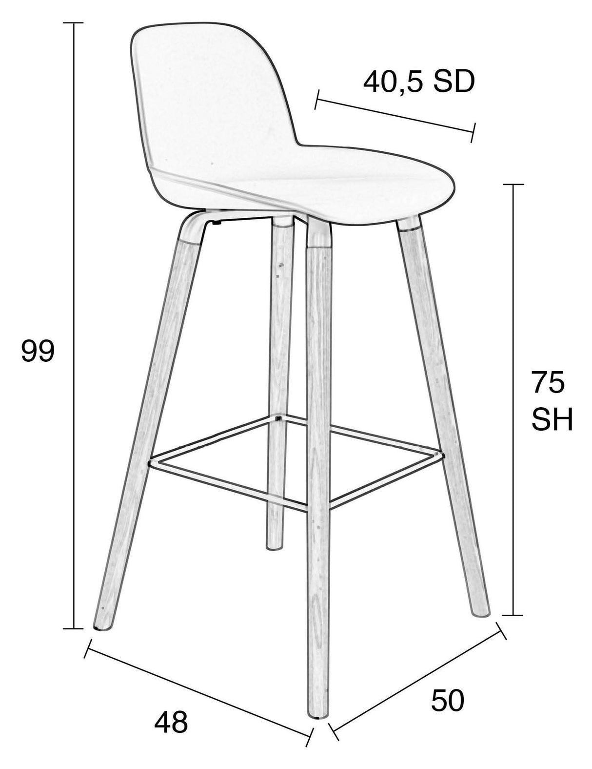 Zuiver Albert Kuip Barstol - Sort - Unoliving.com