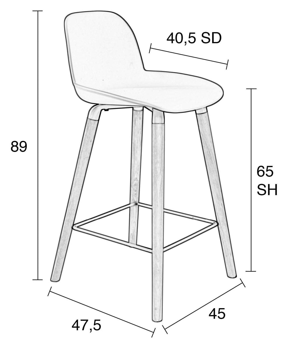 Zuiver Albert Kuip barstol - Sort, SH: 66cm - Unoliving.com