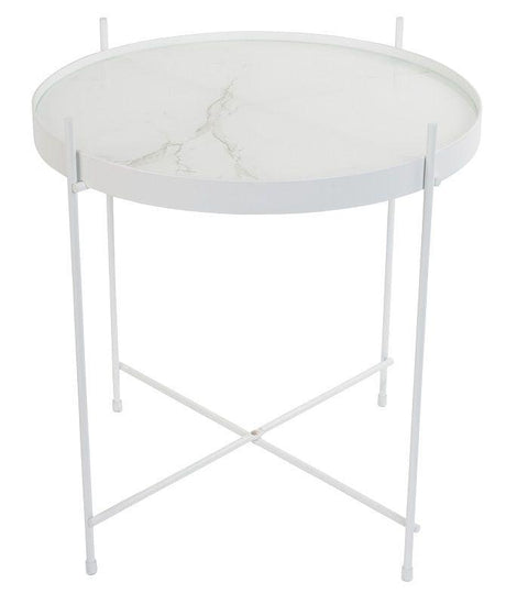 Zuiver Cupid Sidebord - Hvid Marmorlaminat Ø43 - Unoliving.com